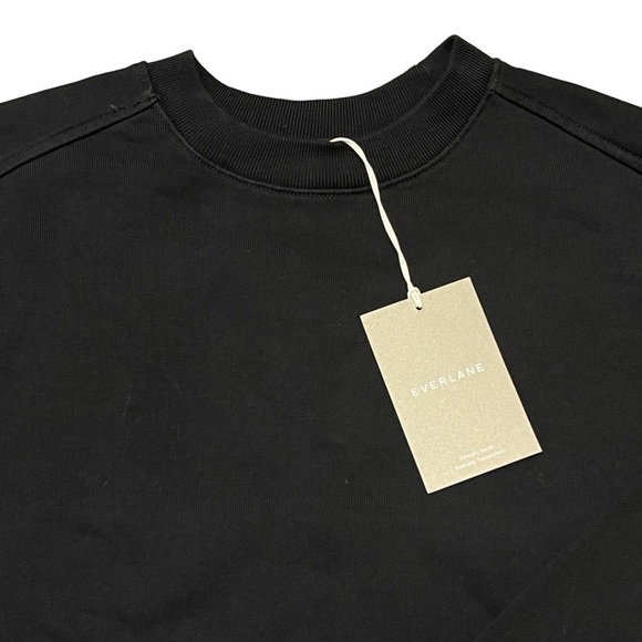 Everlane The Track Crew Sweatshirt Black Organic Cotton Oversized Sz XS #752 NWT - Picture 2 of 9